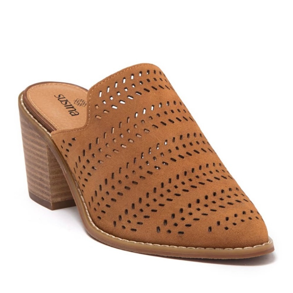 Brown Suede Heel Mule NWT